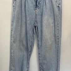 FREE PEOPLE WE THE FREE Jeans L 34x29 Pleated Baggy WideLeg Distressed High Rise