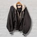Dunlop Mechanics Bomber Jacket XXL Black w/Sewn in Grey Hoodie Zip And Button