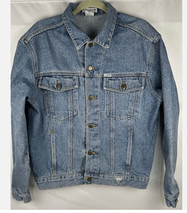Vtg 80s Guess Georges Marciano Light Blue Denim Trucker Jacket Mens M Bomber USA