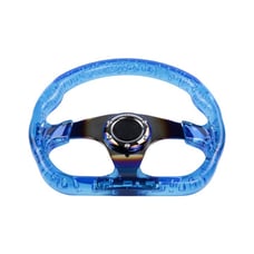 JDM Universal 6-Hole 326mm Vip Blue Crystal Bubble Burnt Spoke Steering Wheel
