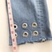 Zara Basic Denim Metal Grommet Rings Fray Raw Hem Cropped Button fly Jeans Sz 4