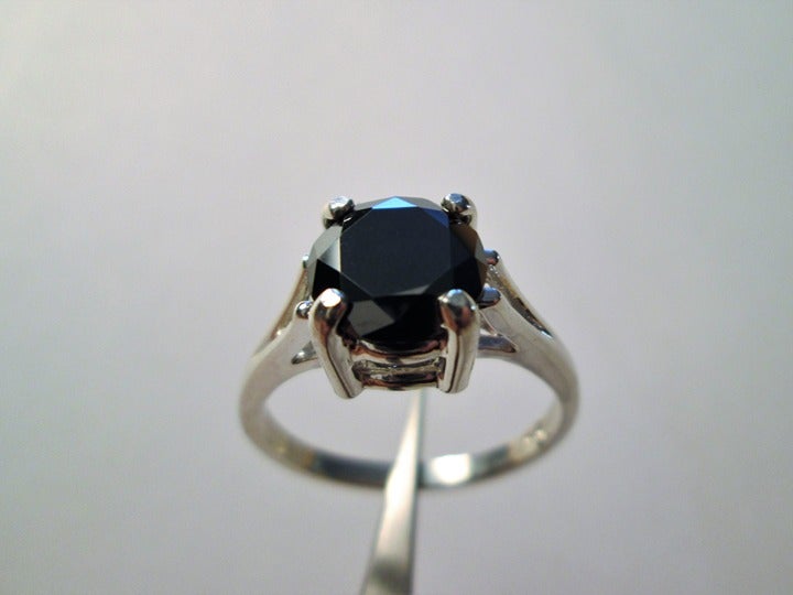 2.20ct 100% Earth Mined Real Black Diamond Ring, Certificate,Free Diamond Tester