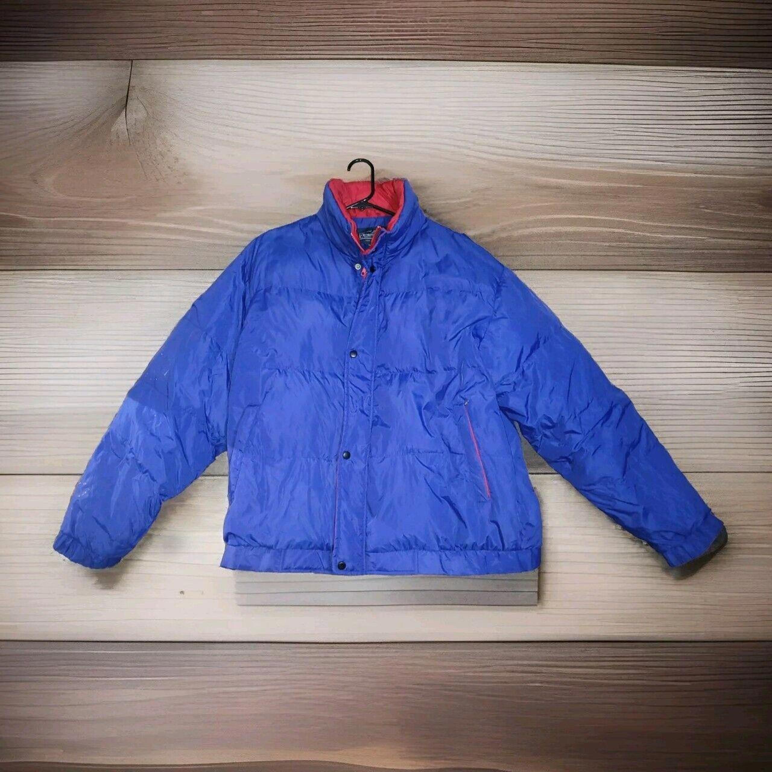Vintage Lands End Goose Down Puffer Jacket XL Unisex 90s Bubble Ski Blue
