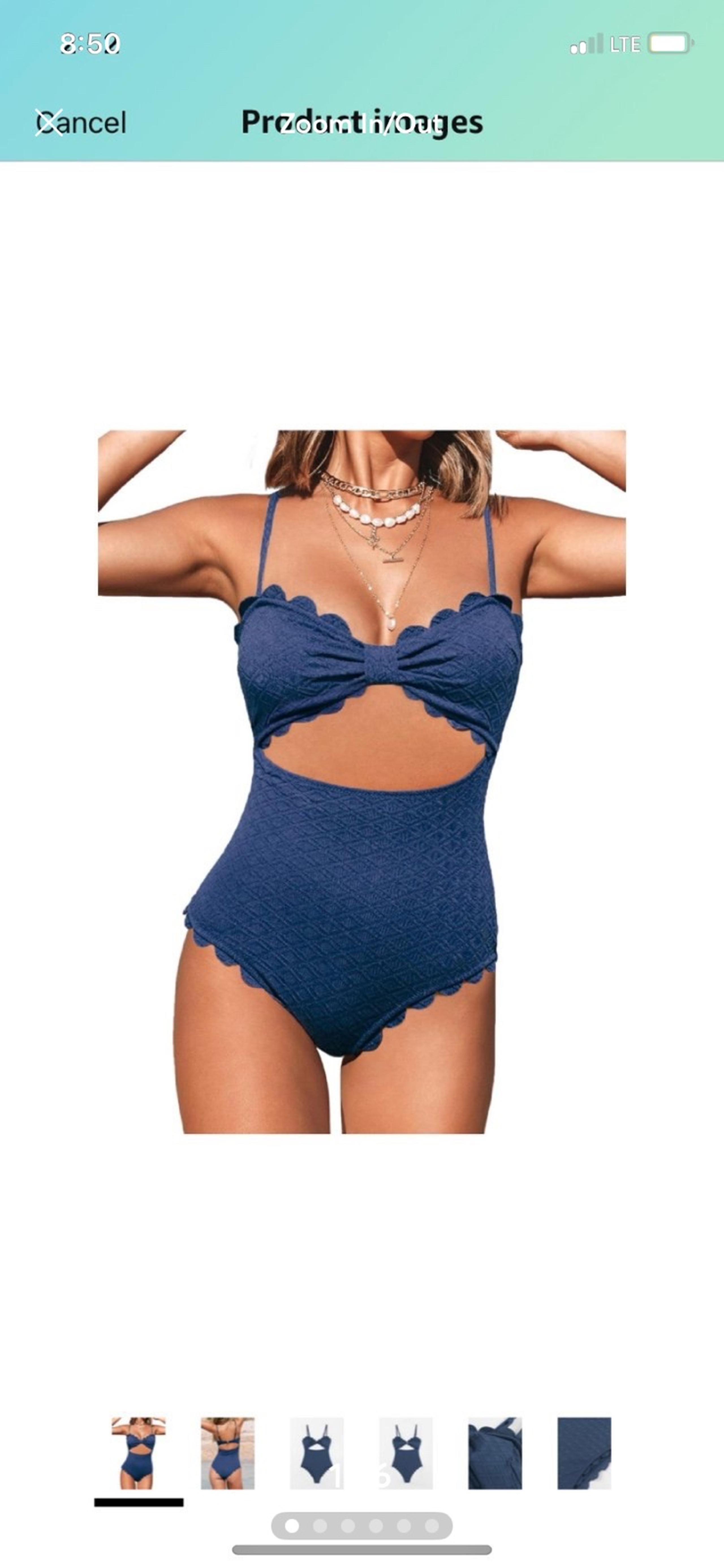 New Medium CUPSHE Women's One Piece Swimsuit Sexy Black Cutout Scallop Trim Bath