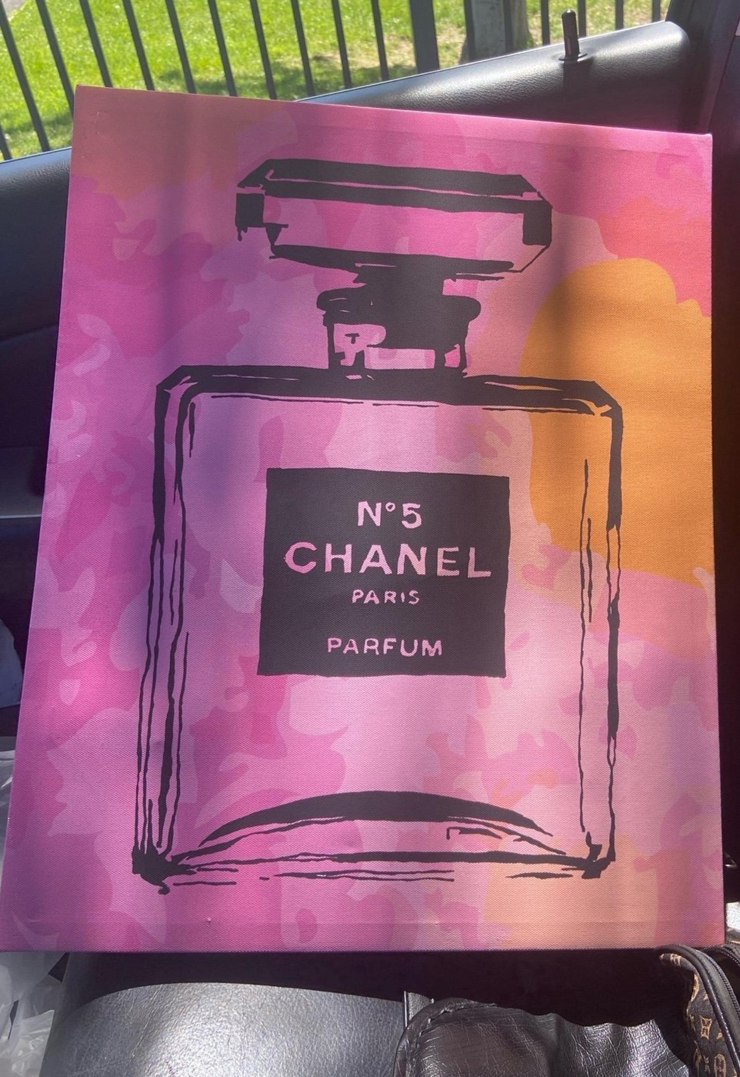 (2X) Chanel Stupell Industries Glam Perfume Bottle Pink Stretched Canvas Lot