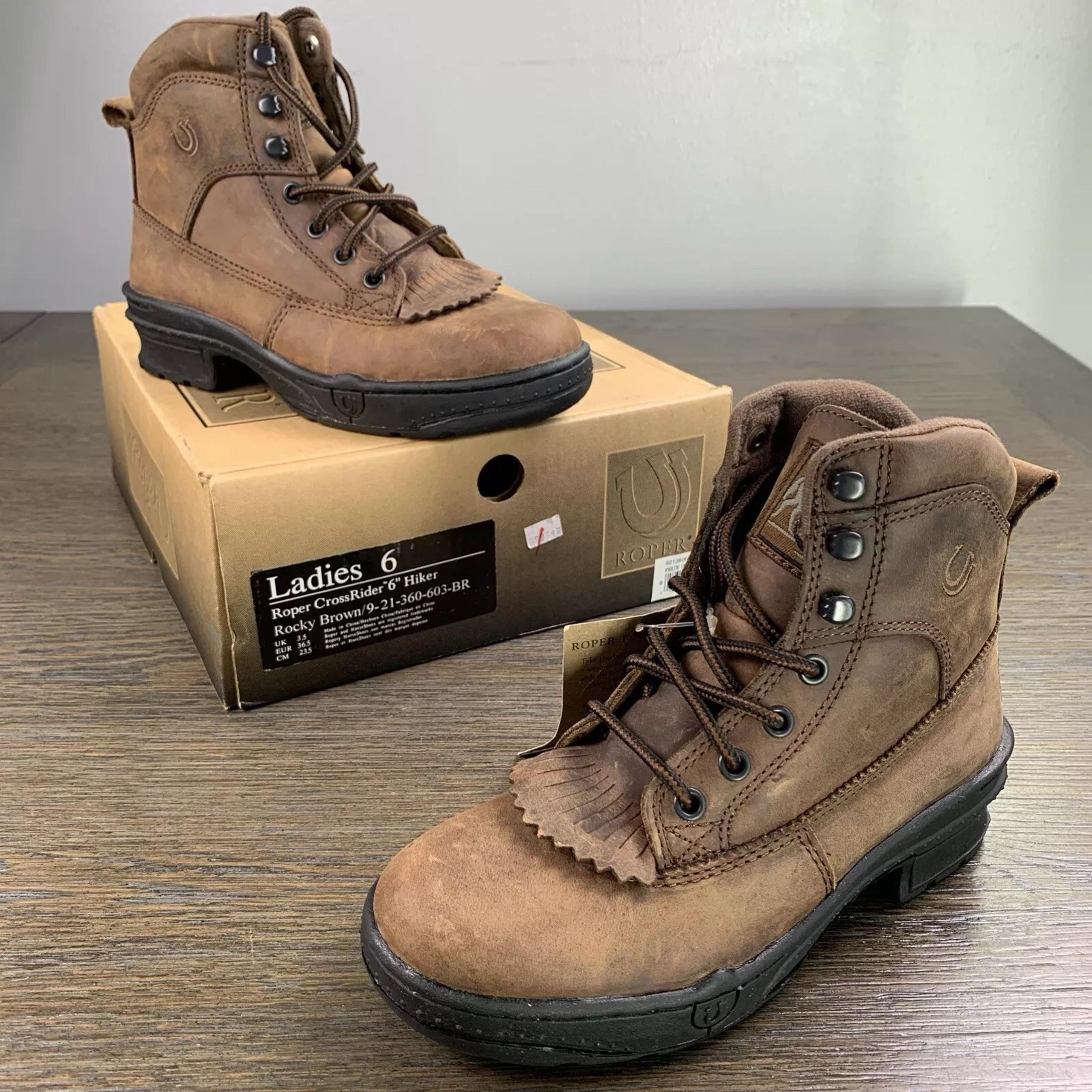 Roper CrossRider Hiker Kiltie Hiking Size 6 Rocky Brown Boots 09-21-360-603