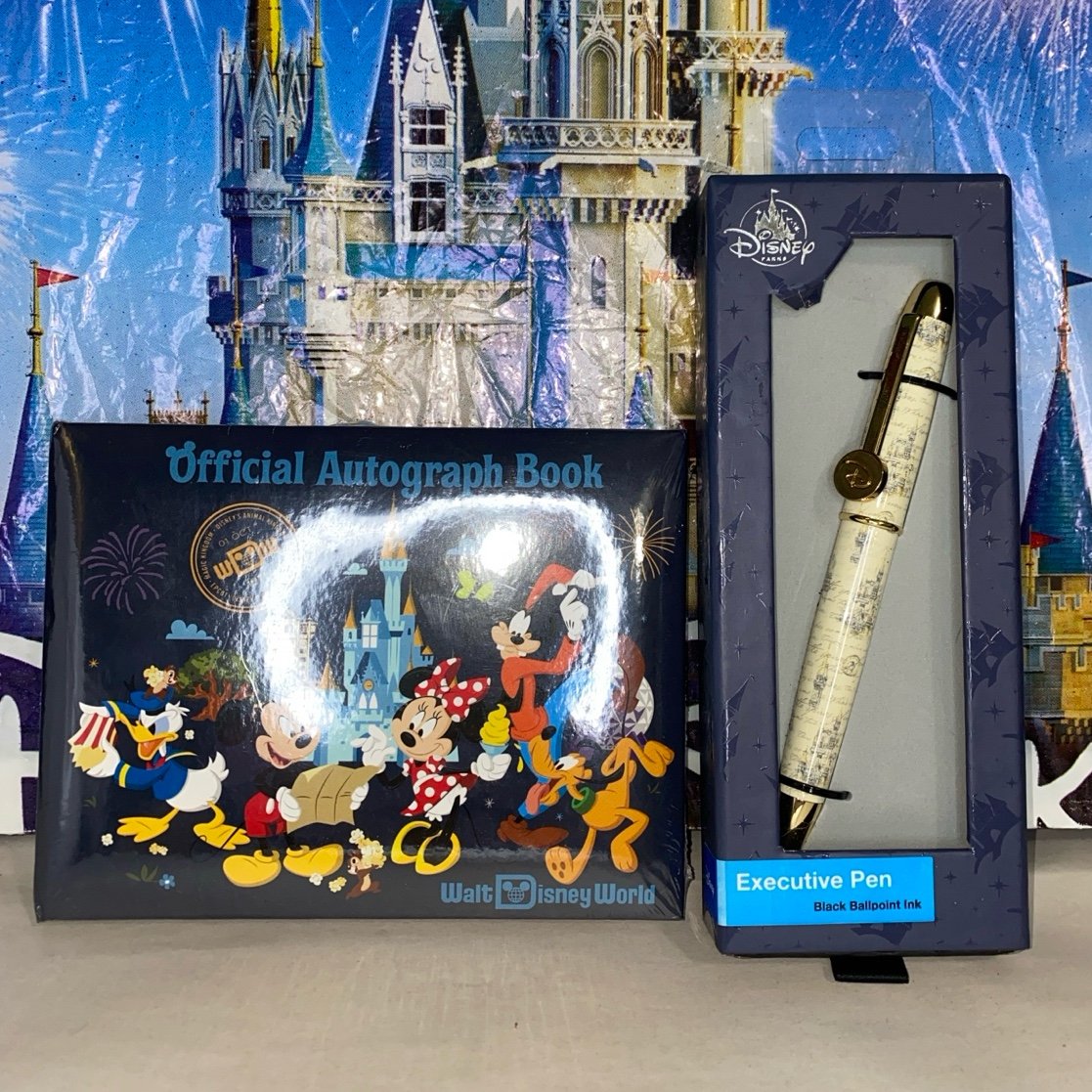 Disney parks magic kingdom Cinderella castle executive pen & autograph book SET