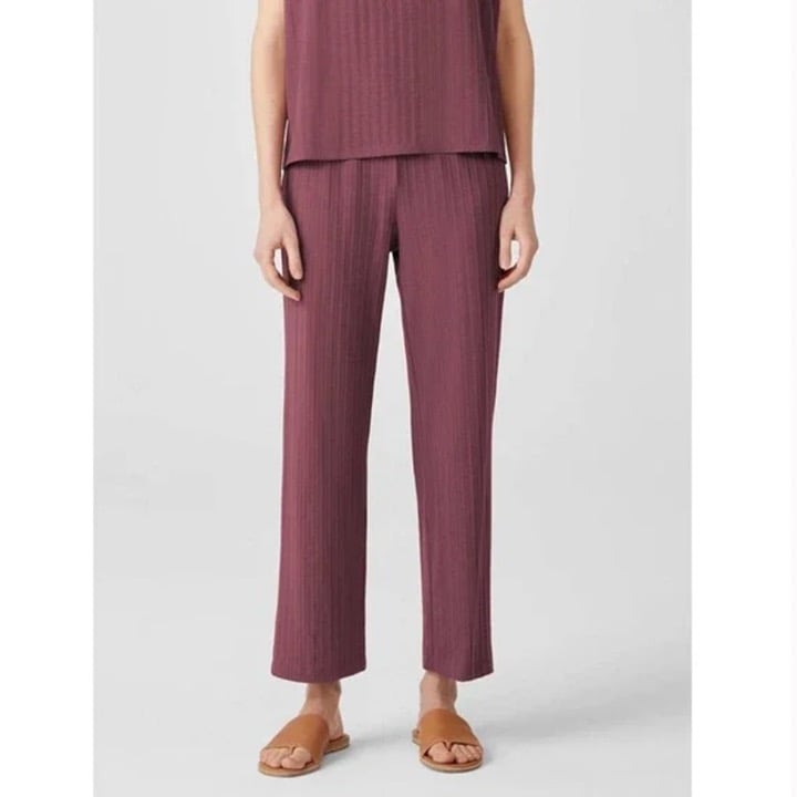 Eileen Fisher Plus Size 3X Fig Ribbed Straight Ankle Pants Tencel Lyocell Mauve