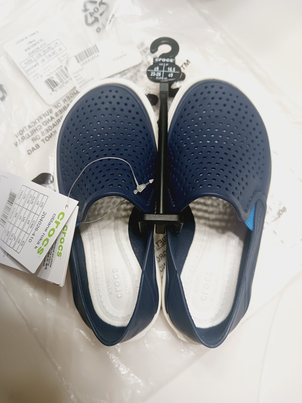 Crocs Navy Blue Live Life In The CitiLane (NWT)
