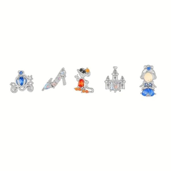 Cinderella Disney Set of 5 Silver Stud Earrings