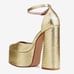 Platform junky heels, crocodile PU leather. Silver