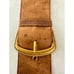 Antique Victorian gold filled tan leather suede watch vest chain clip fob holder