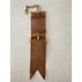 Antique Victorian gold filled tan leather suede watch vest chain clip fob holder