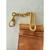Antique Victorian gold filled tan leather suede watch vest chain clip fob holder