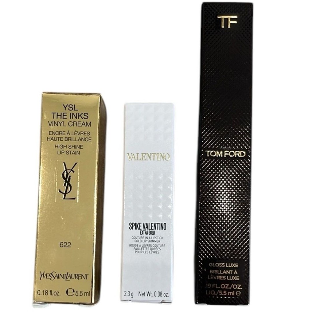 NEW Designer Lip Bundle Tom Ford Gloss Luxe, YSL The Inks, Valentino Lipstick