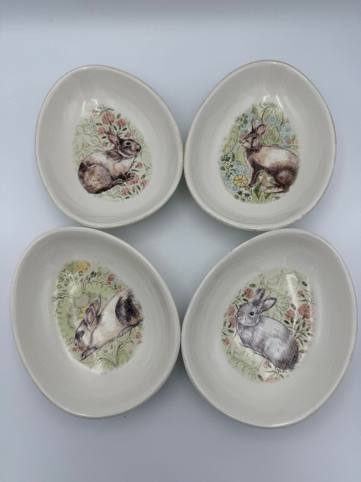 Pottery Barn Easter Bunny Egg Shaped Bowls