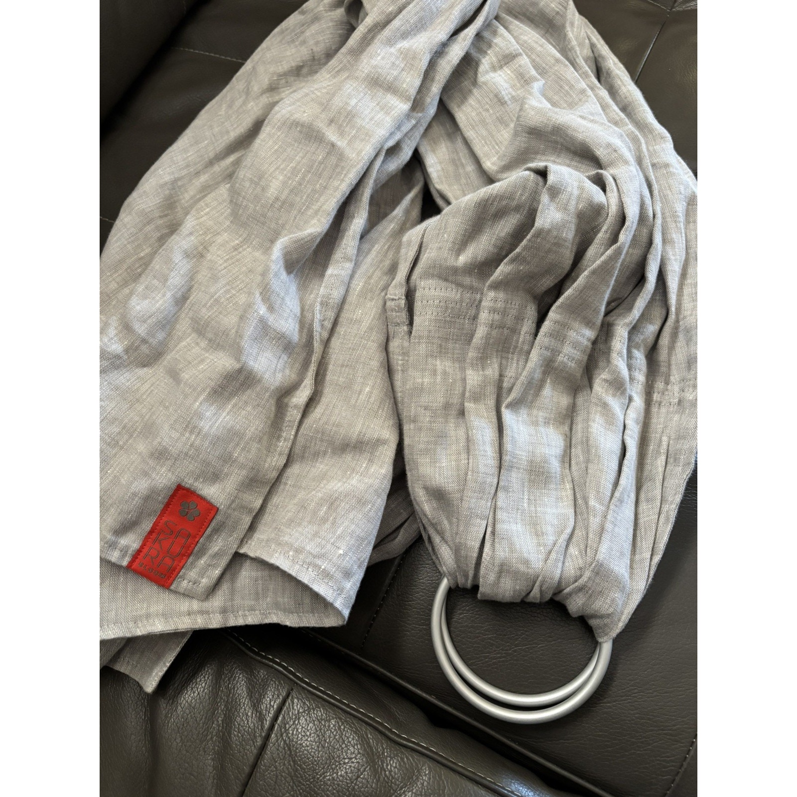 Sakura Bloom Linen Wrap Baby Carrier Gray
