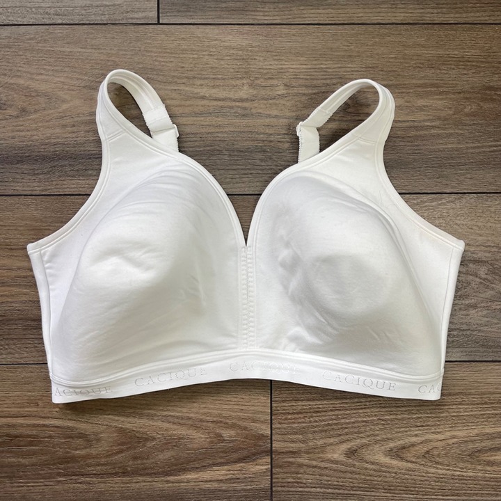 Cacique Lightly Lined No-Wire Bra Women's Plus Size 42F White Comfort Adjustable
