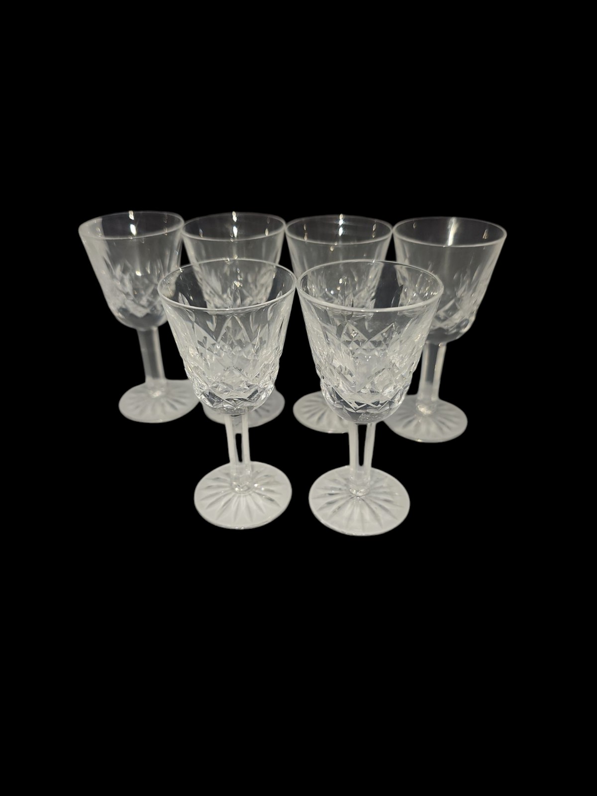 (Set of 6) Waterford Crystal Lismore Small Cordial Liqueur 3.5 Glasses Signed