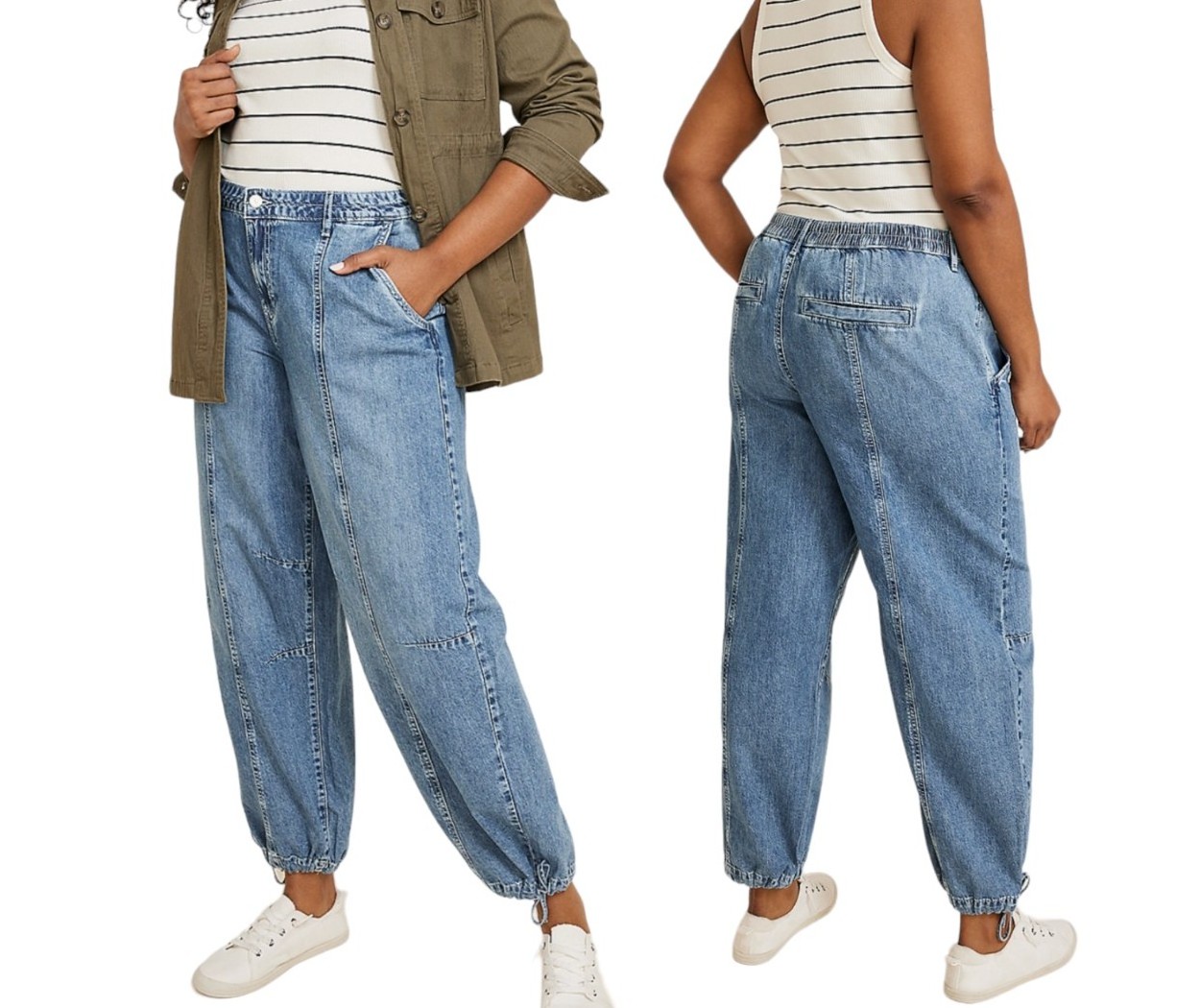 NWT M Jeans by Maunces High Rise Women's Denim Jogger Pants.