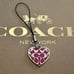 Coach Fuchsia Enamel Signature Heart Cell Phone Lanyard Bag Charm