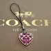 Coach Fuchsia Enamel Signature Heart Cell Phone Lanyard Bag Charm