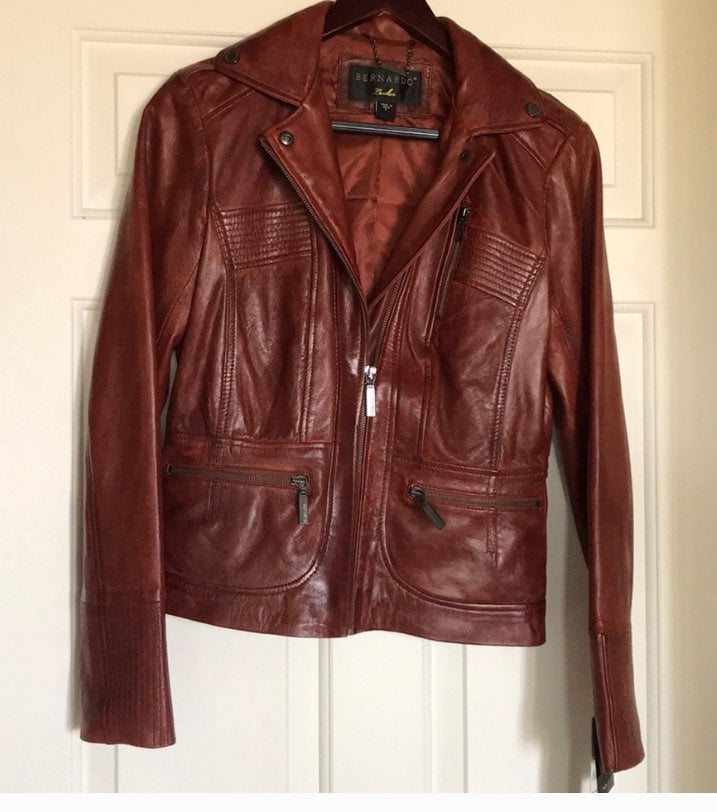 New Women's BERNARDO Leather Jacket
