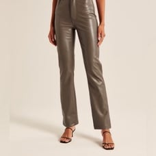 Abercrombie & Fitch Curve Love Vegan Leather 90s Straight Pants