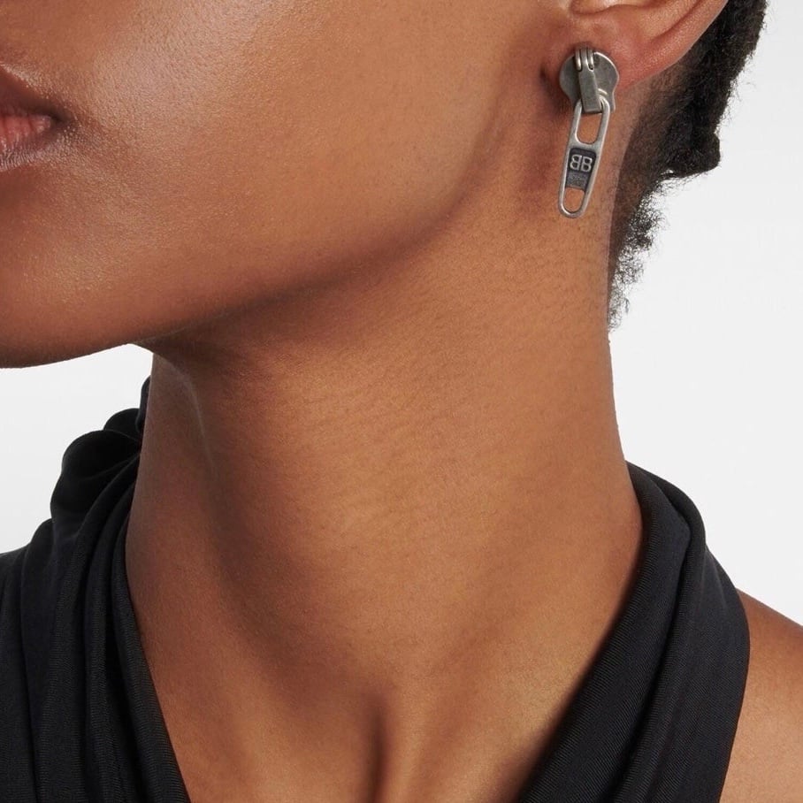 Balenciaga BB Logo Zipper Earrings