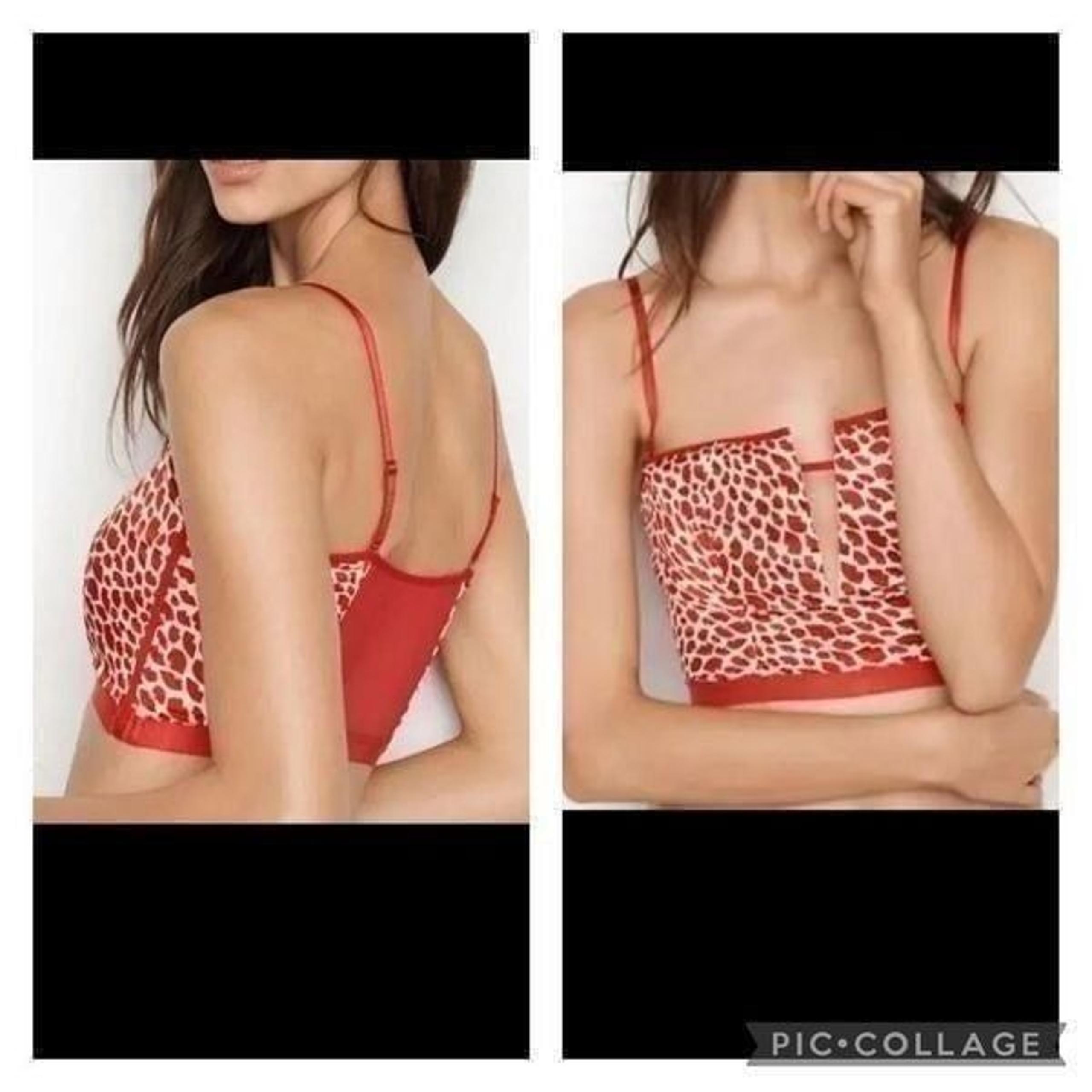 VICTORIA'S SECRET VERY SEXY PLUNGE BUSTIER BRA RED LIP PRINT large