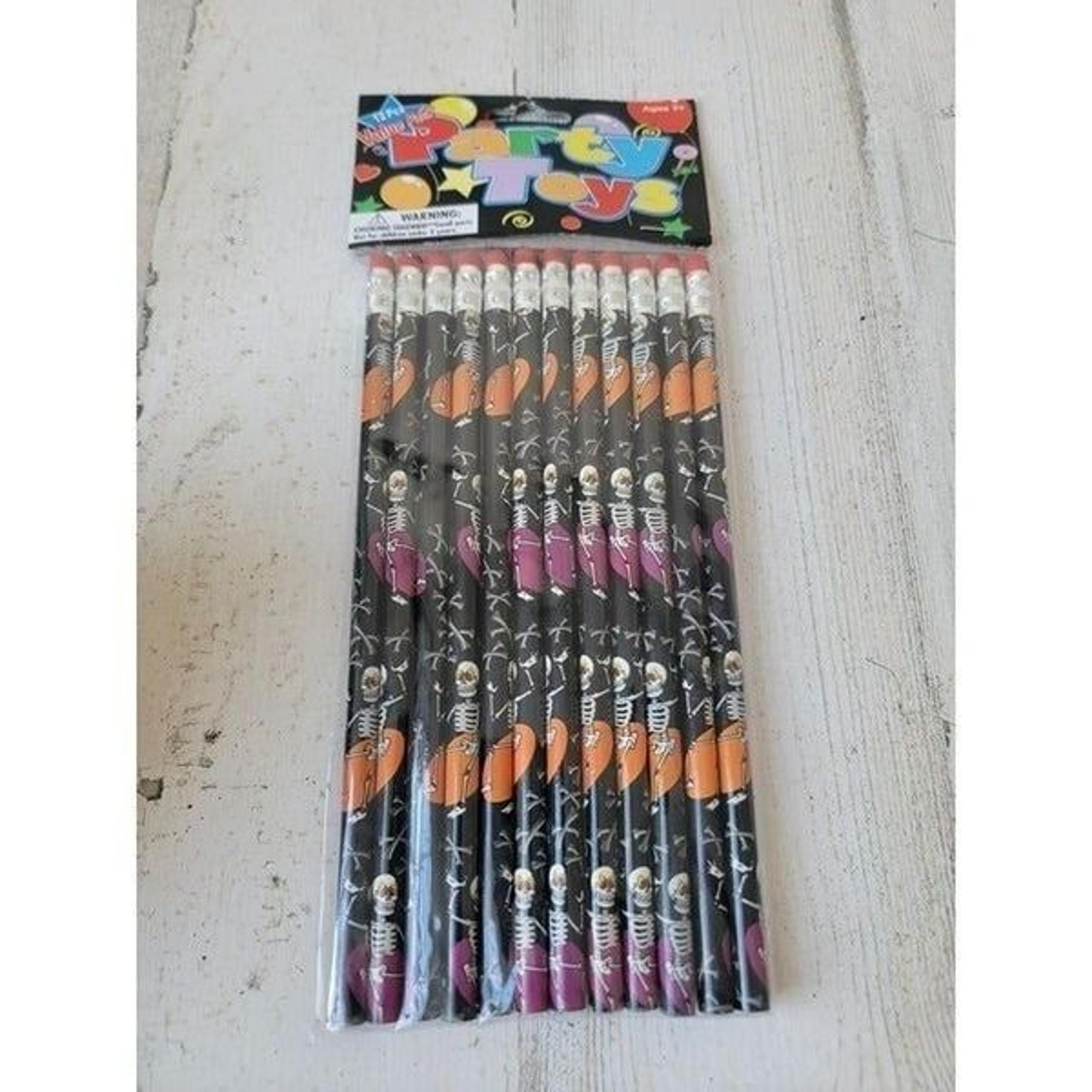 Skeleton pencil party favor pack Halloween spooky set