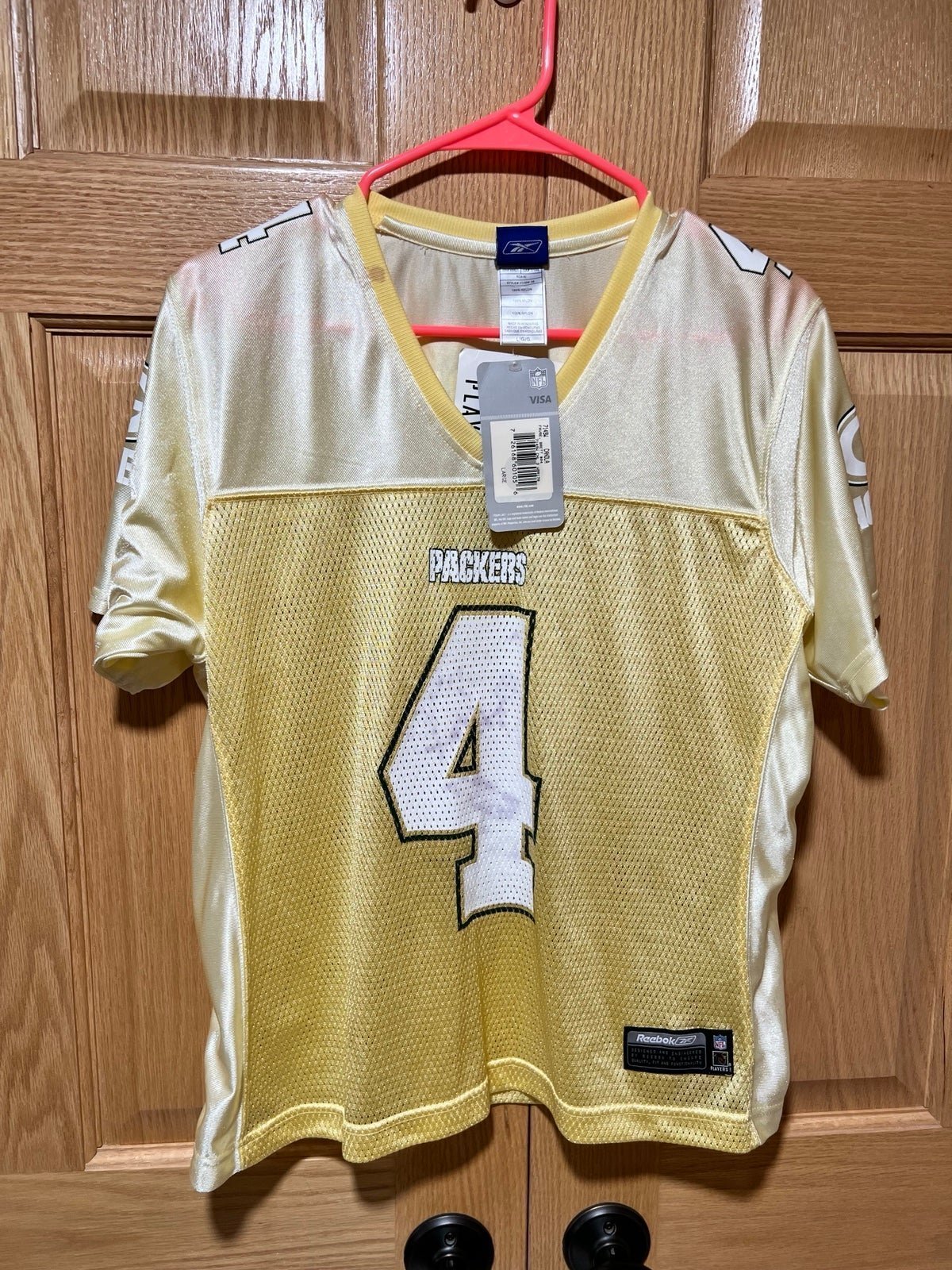 Vintage Large Reebok Brett Favre Green Bay Packers Yellow Jersey NWT Rare