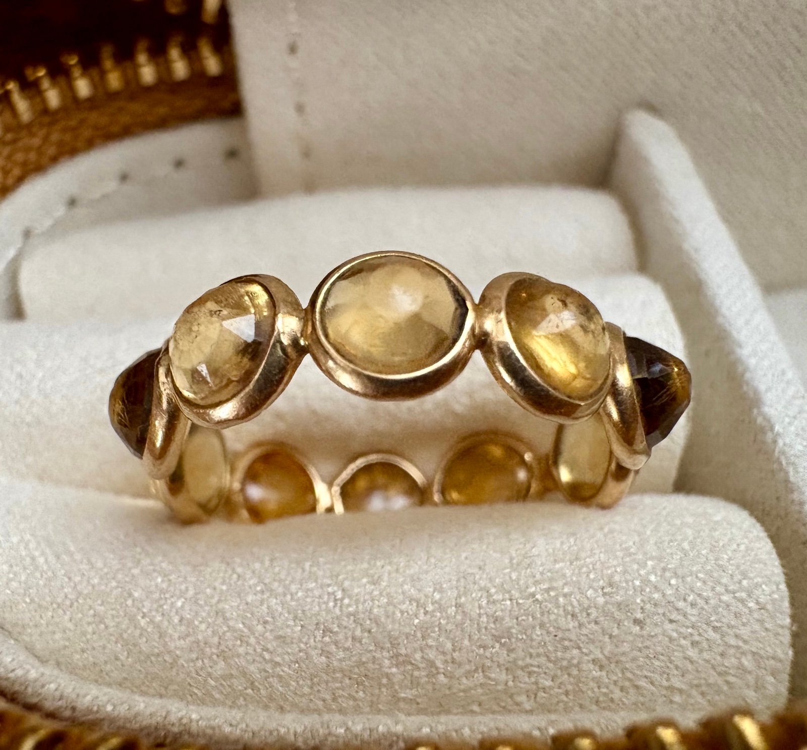 Solid 14k Gold Citrine Eternity Ring Size 6.25