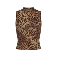 DOLCE&GABBANA X SKIMS COTTON JERSEY MOCK NECK TANK | LEOPARD (XL)