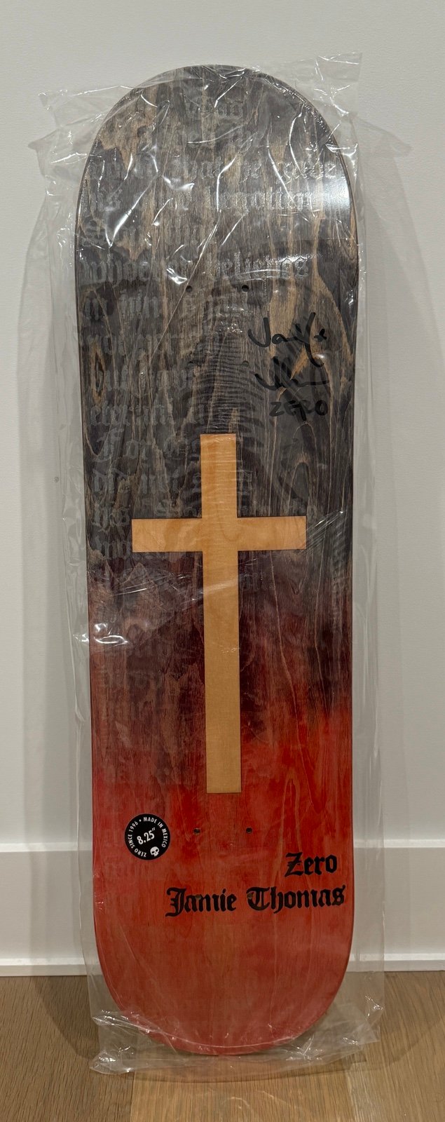 Zero Skateboards Jamie Thomas Die-Cut Cross Black/Red Deck SIGNED LE50
