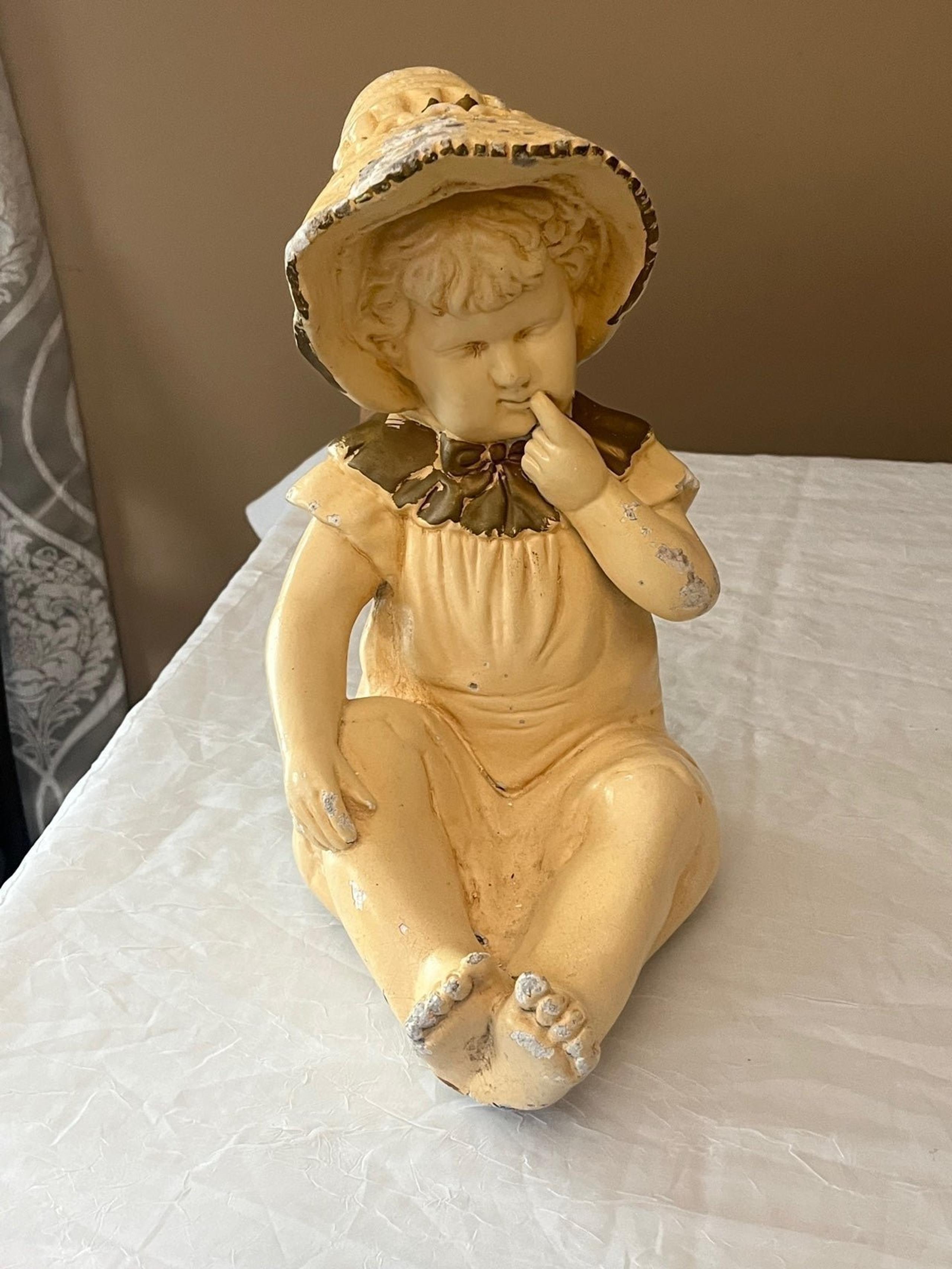 Antique Chalkware Piano Baby