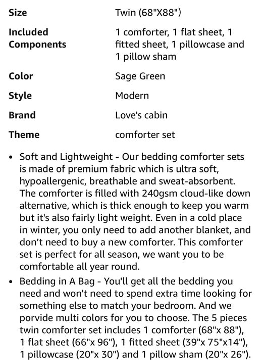 TWIN COMFORTER SET