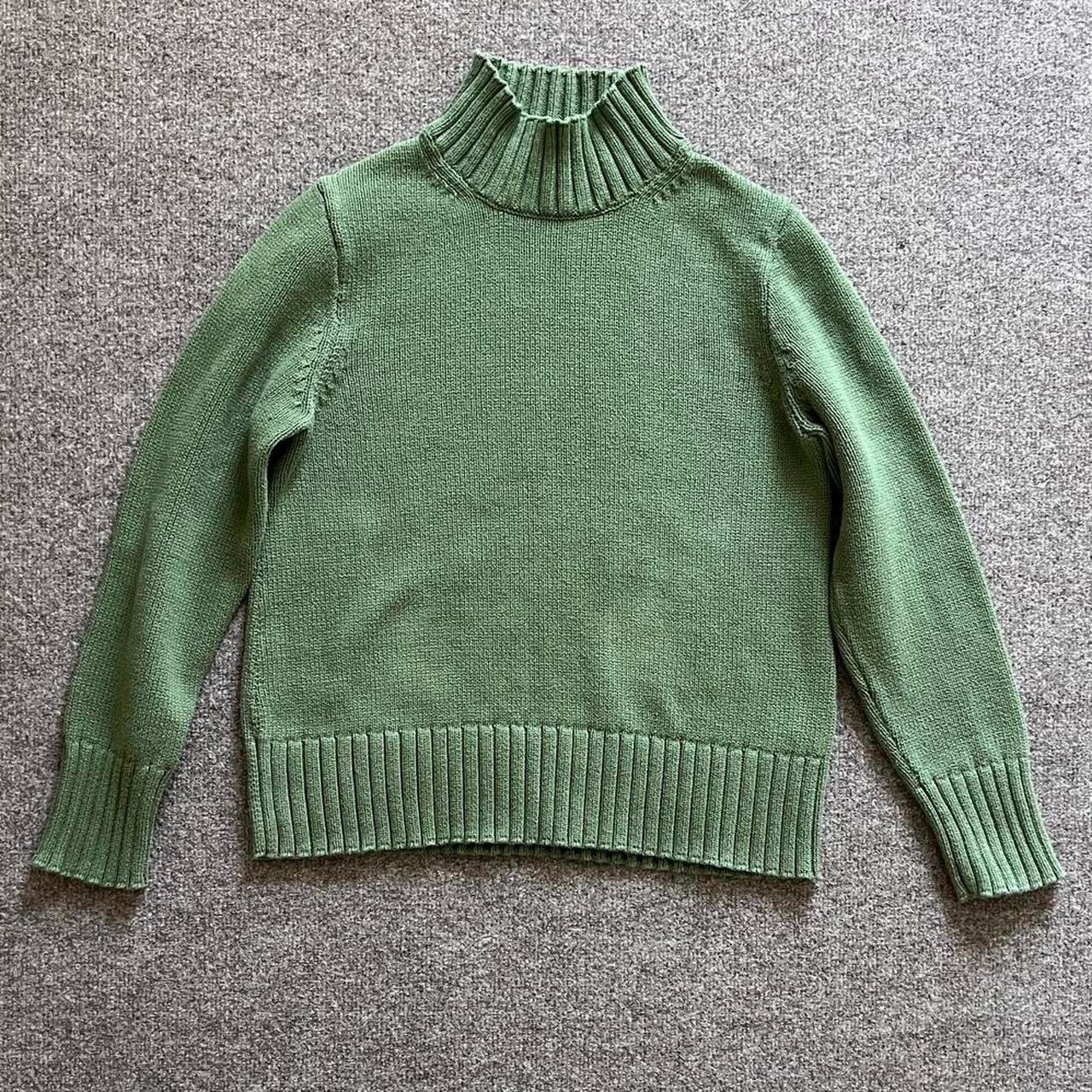 J. Crew 100% Cotton Turtleneck Knit Sweater Green Women’s Size Medium