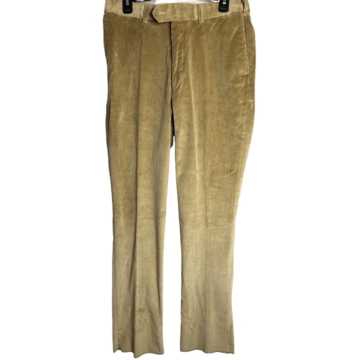 NWT Norm Thompson men corduroy pants 32x36 RAW Hem Flat front stretch pocket