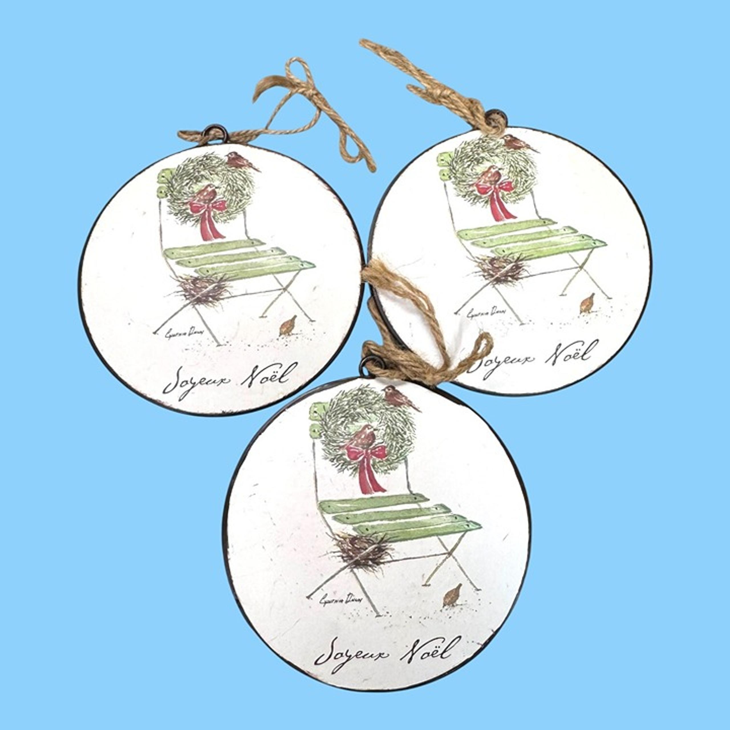 Christmas Wall Hanging Décor Set Of 3 Joyeux Noël Cynthia Dunn Rustic Ornaments