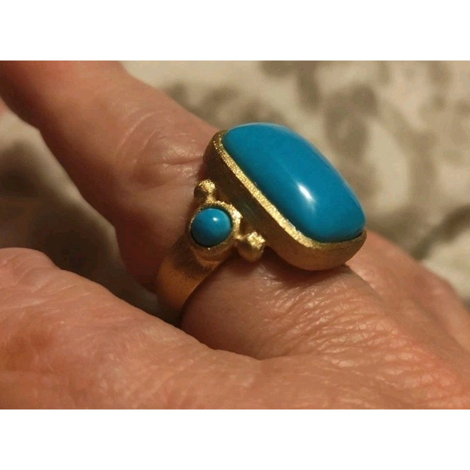 Rivka Friedman 18kt Plated Ring Size 10 Satin Finish Rectangular Bezel