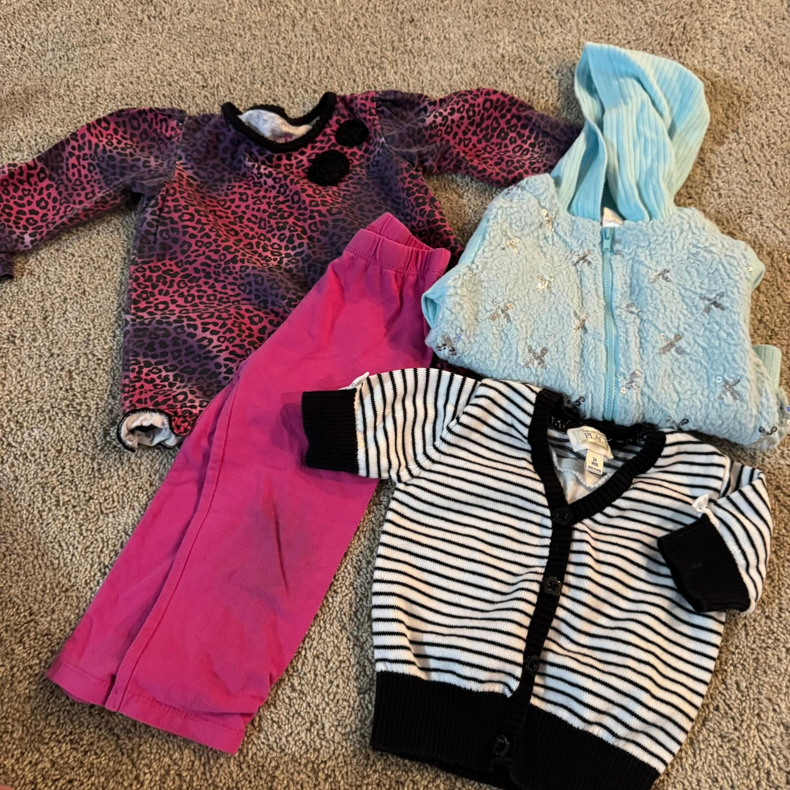 4 Piece LOT of Baby Girls Size 24 Months Winter Tops & Bottoms Hooded Jacket