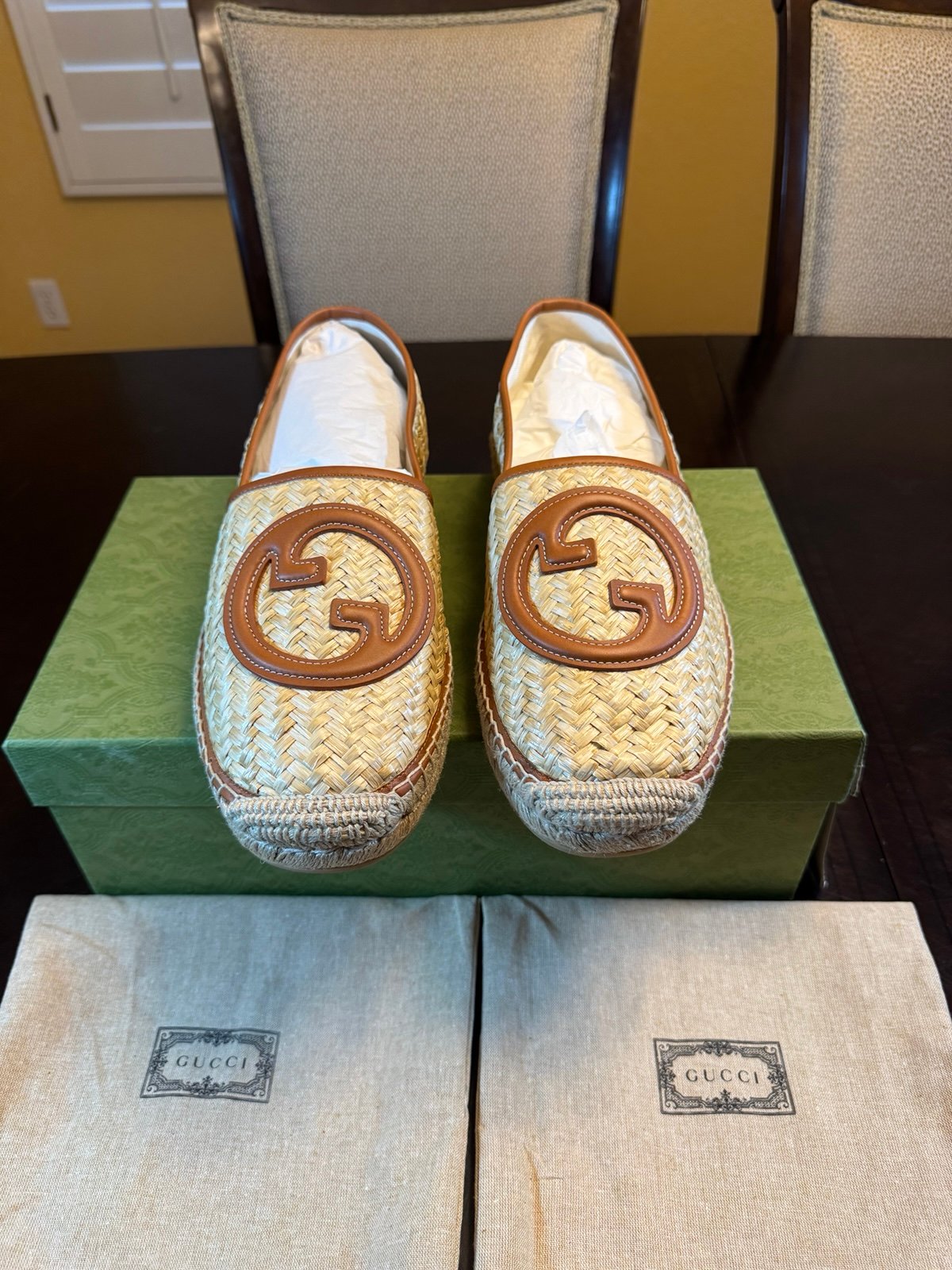 New Gucci GG Logo Espadrilles Shoes Size UK 10.5 / US 11