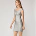 NWT Herve Leger CRISS CROSS FOIL SILVER mini DRESS size XXS