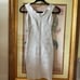 NWT Herve Leger CRISS CROSS FOIL SILVER mini DRESS size XXS