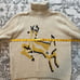 Vintage Macrae Deer Chunky Knit Tan Turtleneck Sweater Cabincore Cozy Rare Large