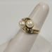 14k Yellow Gold 2 Pearls & Round Diamonds Ladies Ring Size 7