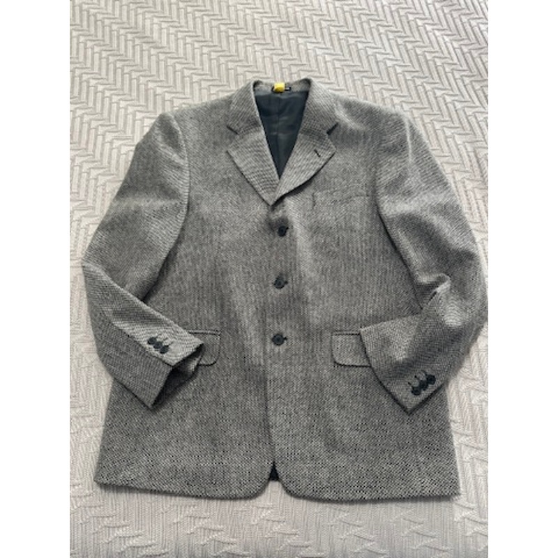 Oleg Cassini black gray textured wool sport coat blazer size 42R
