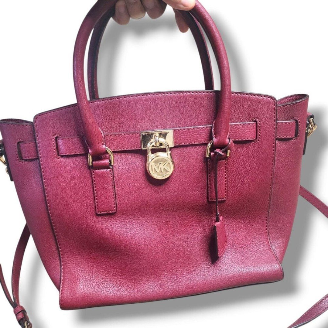Michael Kors Leather Satchel Handbag Gold Hardware Designer Tote Bag Women'