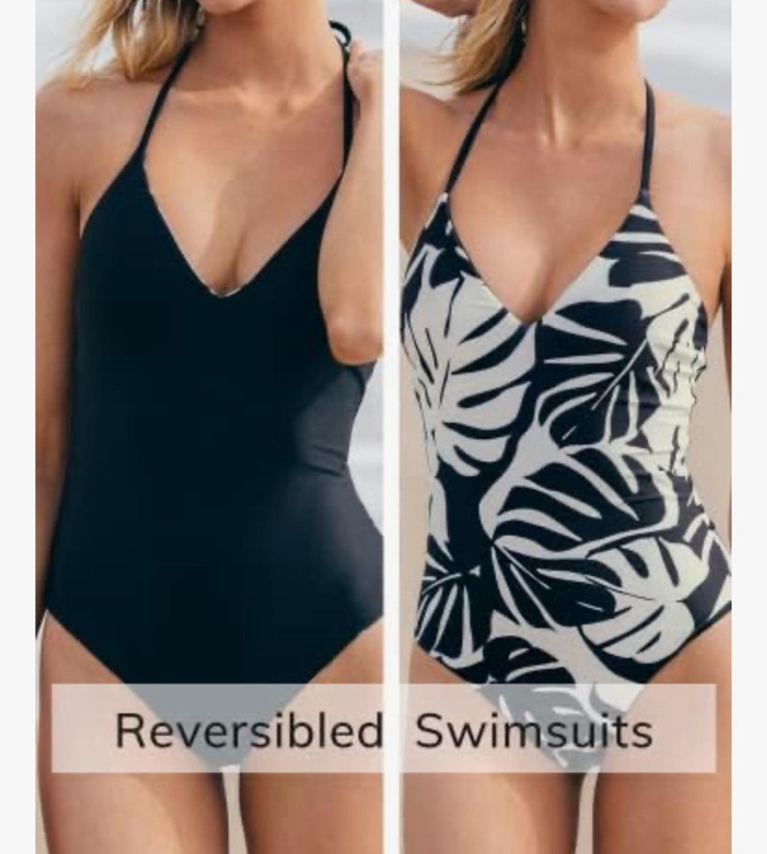 Cupshe Reversible Halter V Neck One Piece Swimsuit